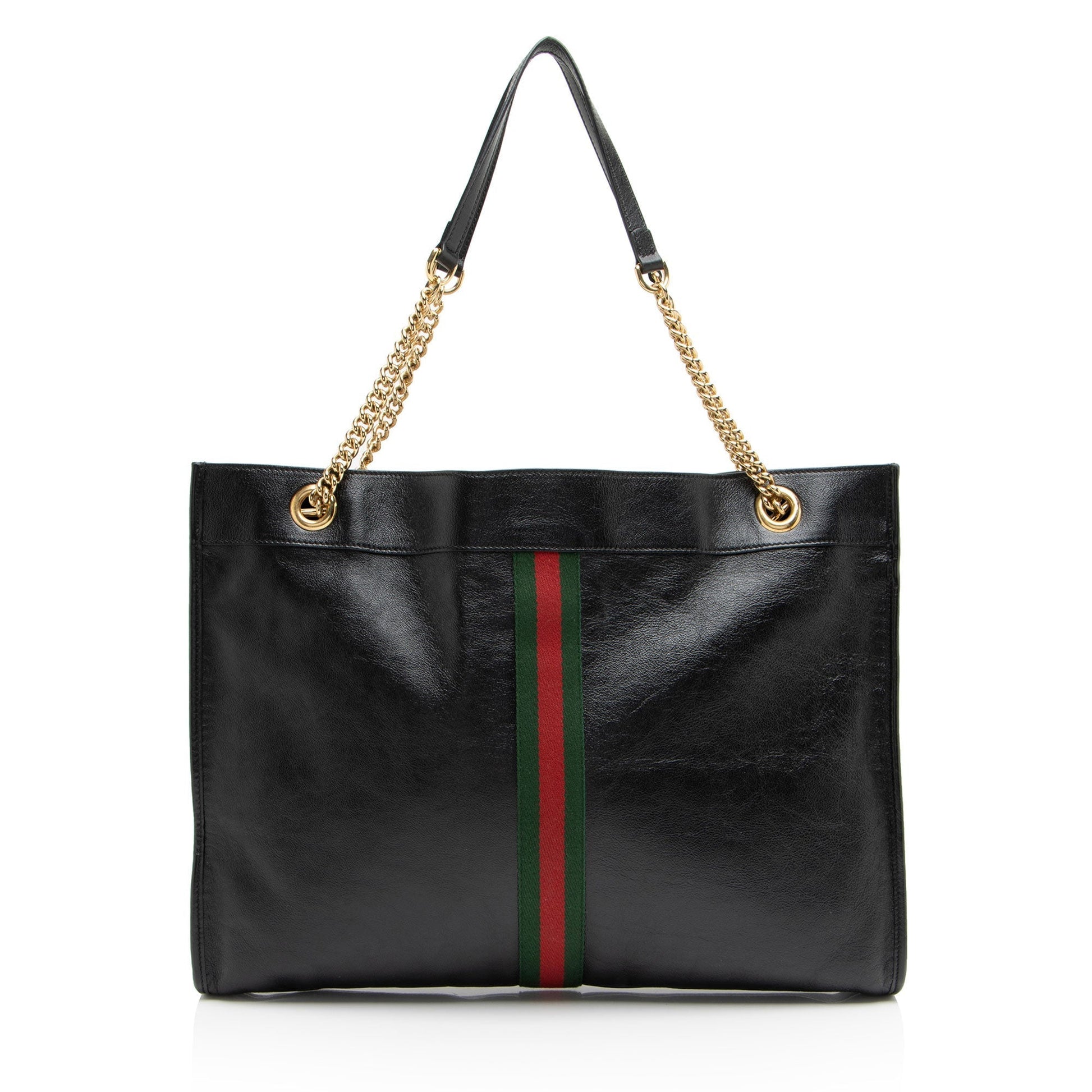 Gucci Rajah Leather Nylon Black Large Tote Bag