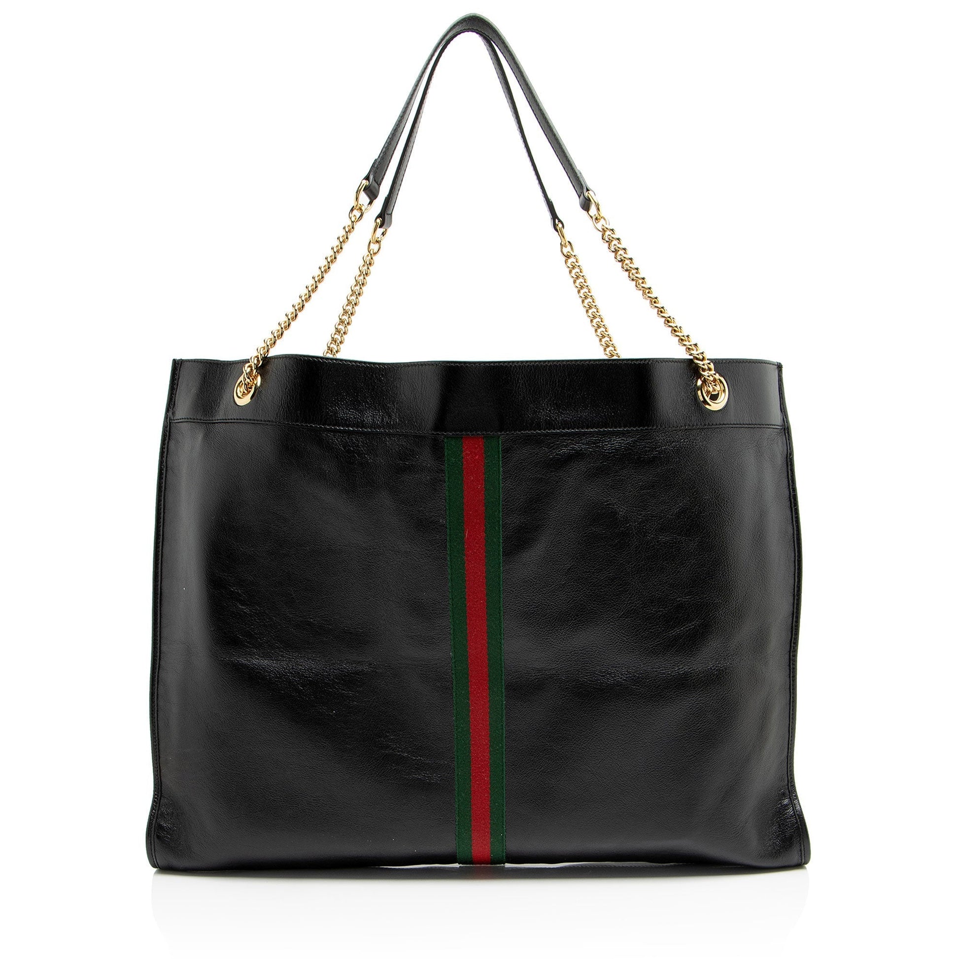 Gucci Rajah Maxi Leather Nylon Black Tote Bag
