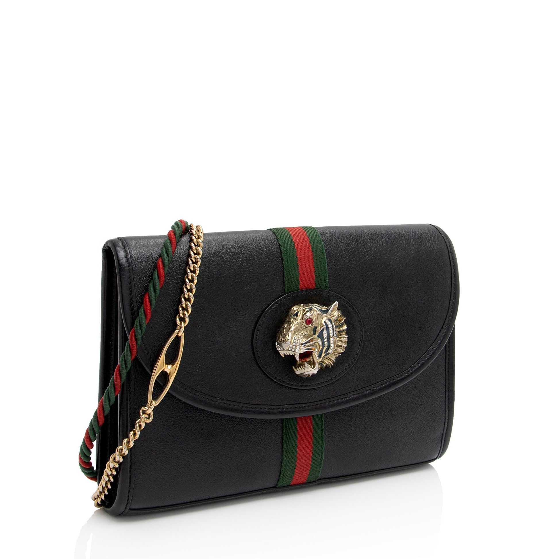 Gucci Rajah SHF-T9JpnW Leather Nylon Black Small Crossbody Bag