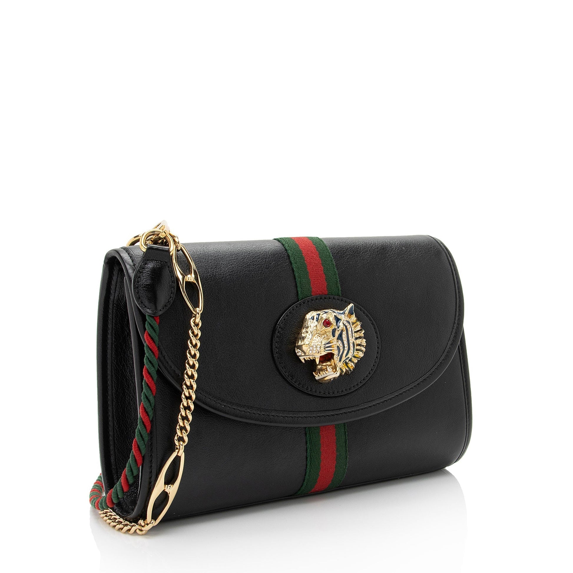 Gucci Rajah SHF-y3mACc Leather Nylon Black Small Crossbody Bag