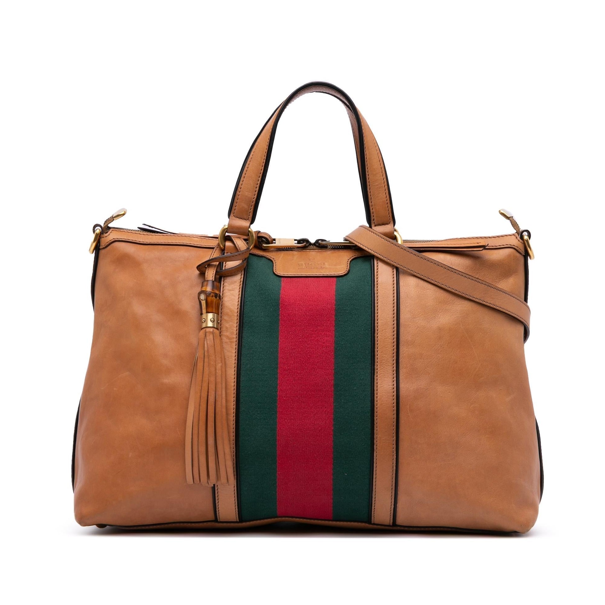 Gucci Rania Convertible Leather Calf Brown Tote Bag