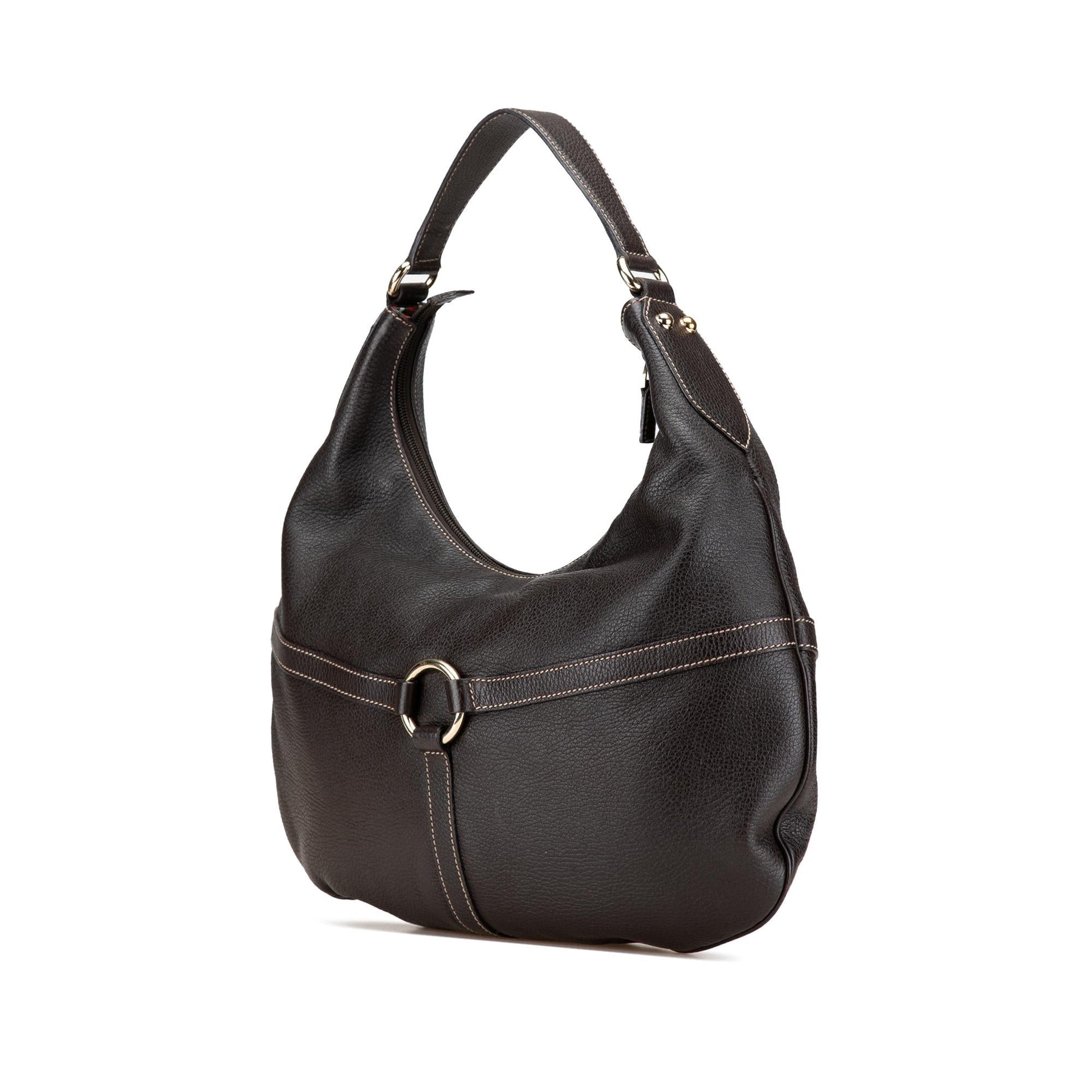Gucci Reins Leather Canvas Brown Shoulder Bag