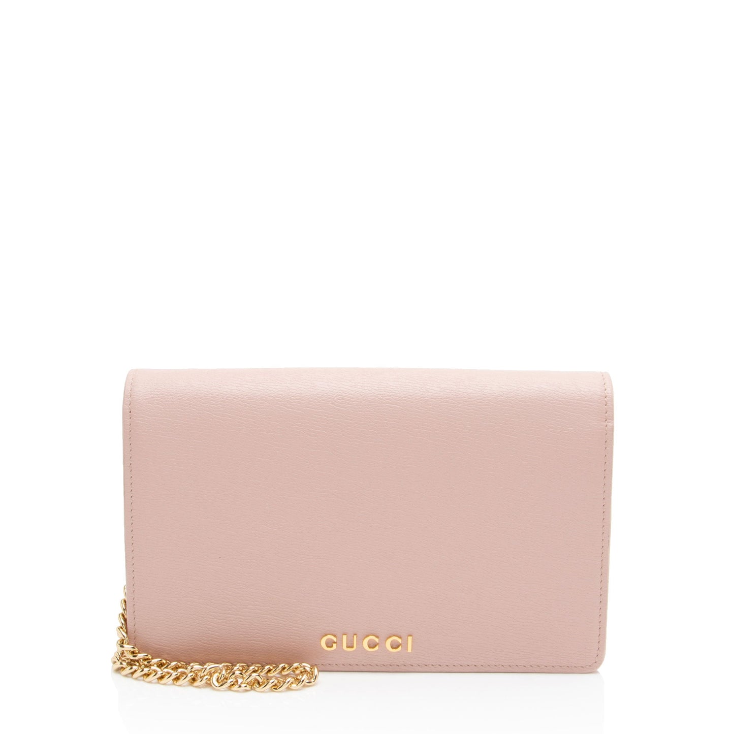 Gucci Script Wallet on Leather Pink Chain Crossbody Bag
