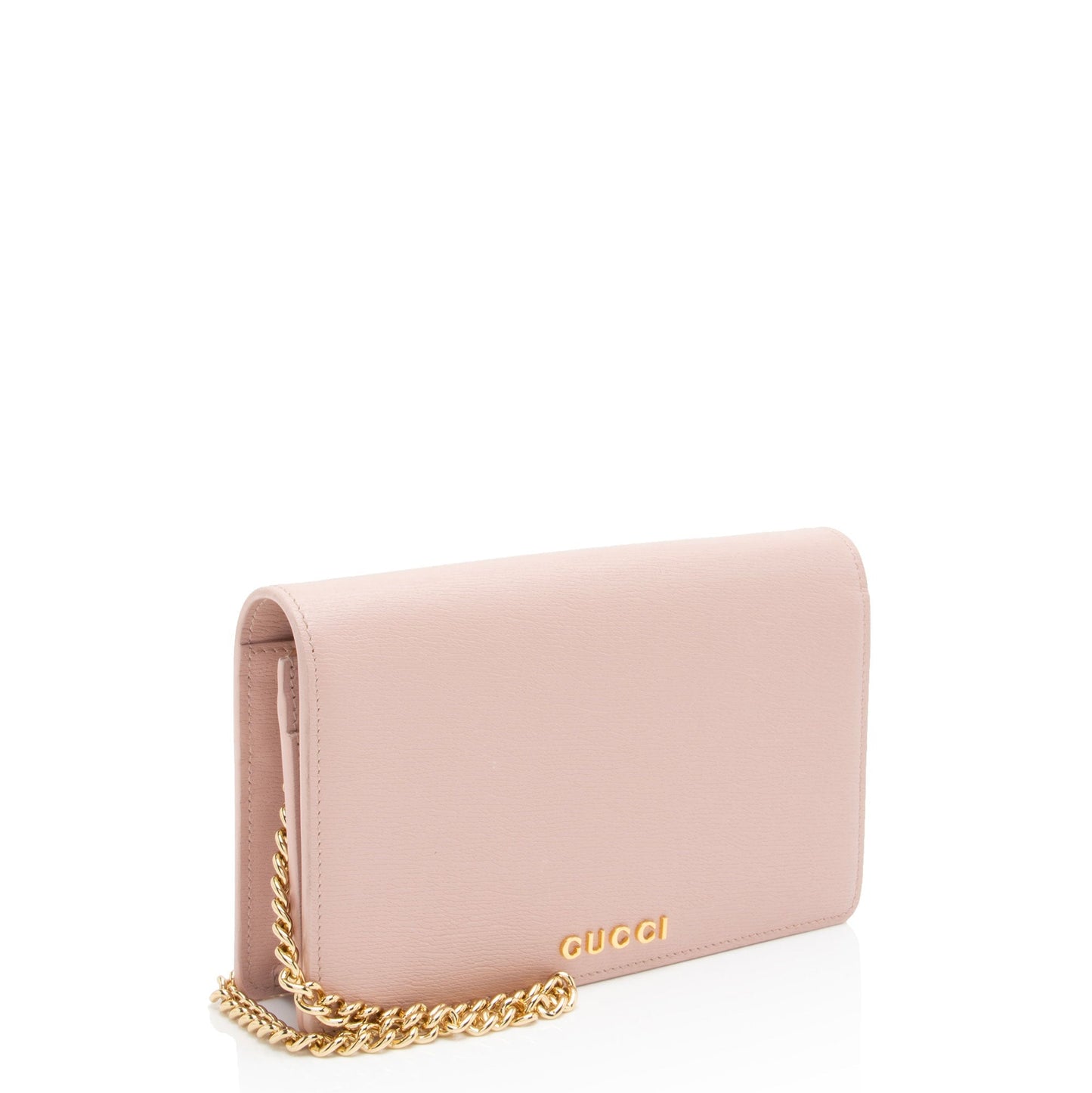 Gucci Script Wallet on Leather Pink Chain Crossbody Bag