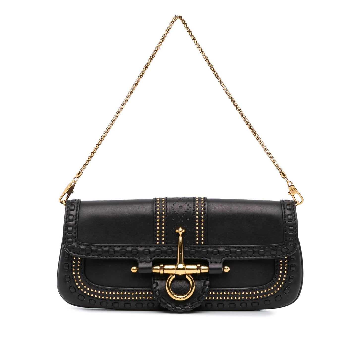 Gucci Snaffle Bit SHG-wpK4Mh Leather Calf Black Chain Shoulder Bag