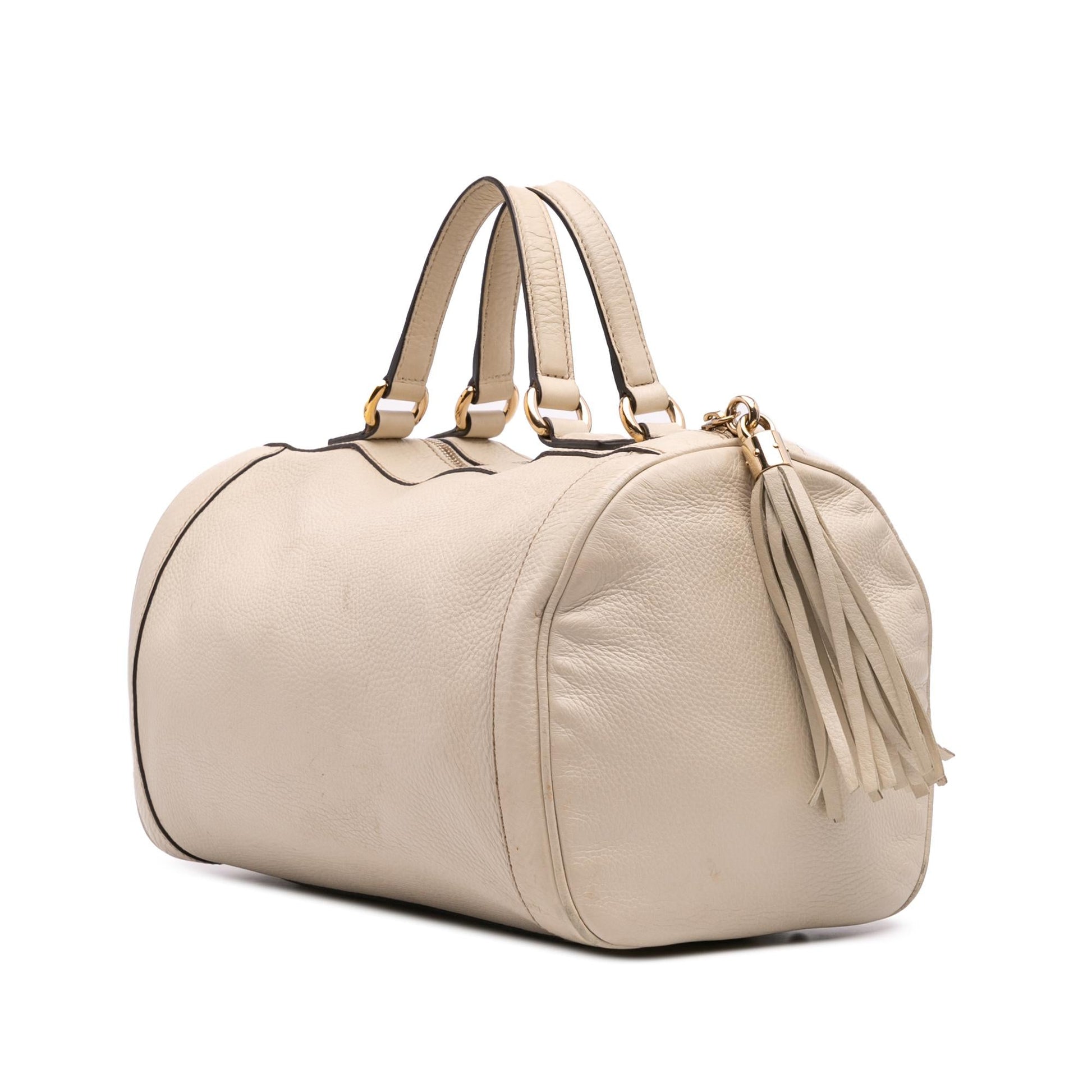 Gucci Soho Boston Leather Calf White Satchel Bag