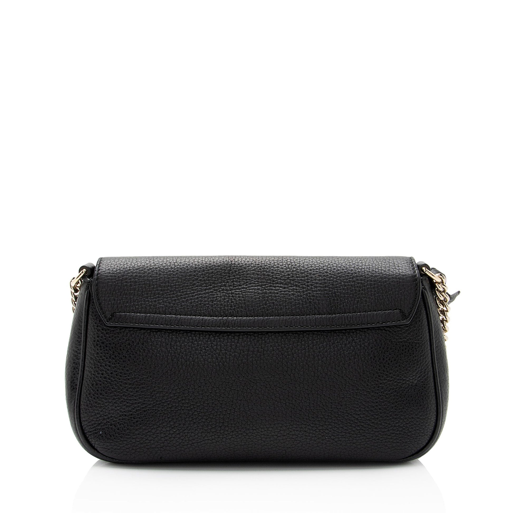 Gucci Soho SHF-fYEFdJ Leather Black Medium Flap Crossbody Bag
