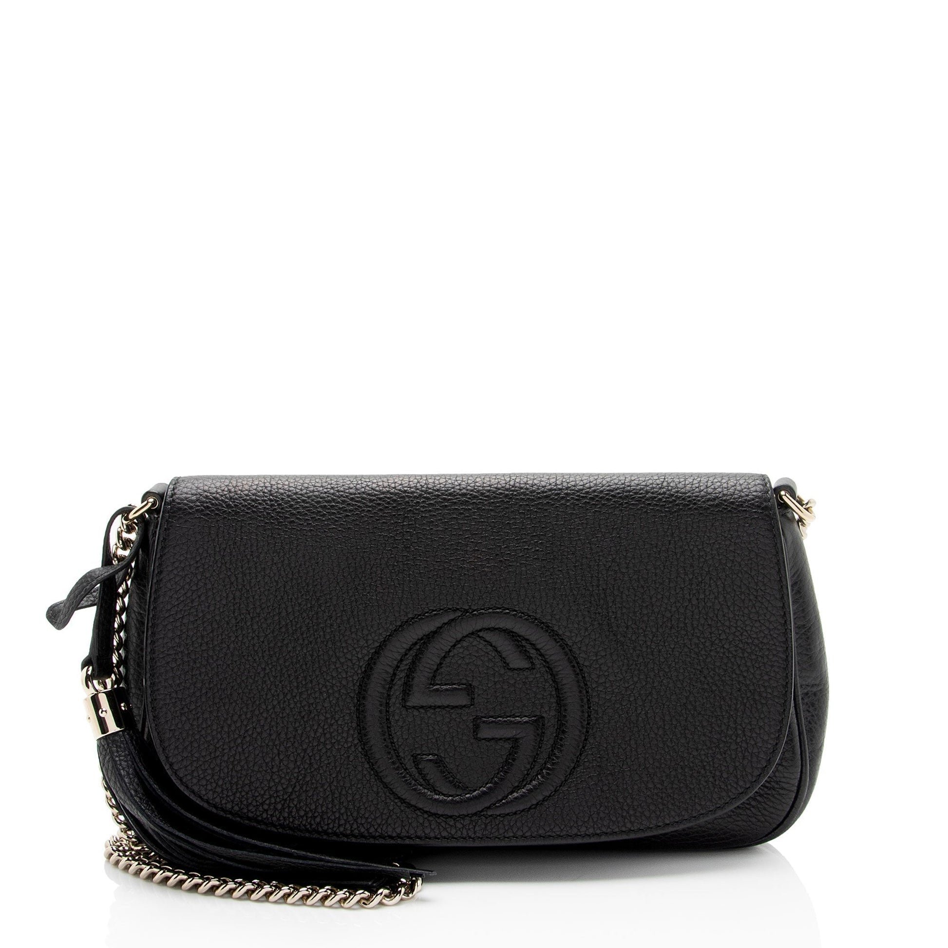 Gucci Soho SHF-fYEFdJ Leather Black Medium Flap Crossbody Bag