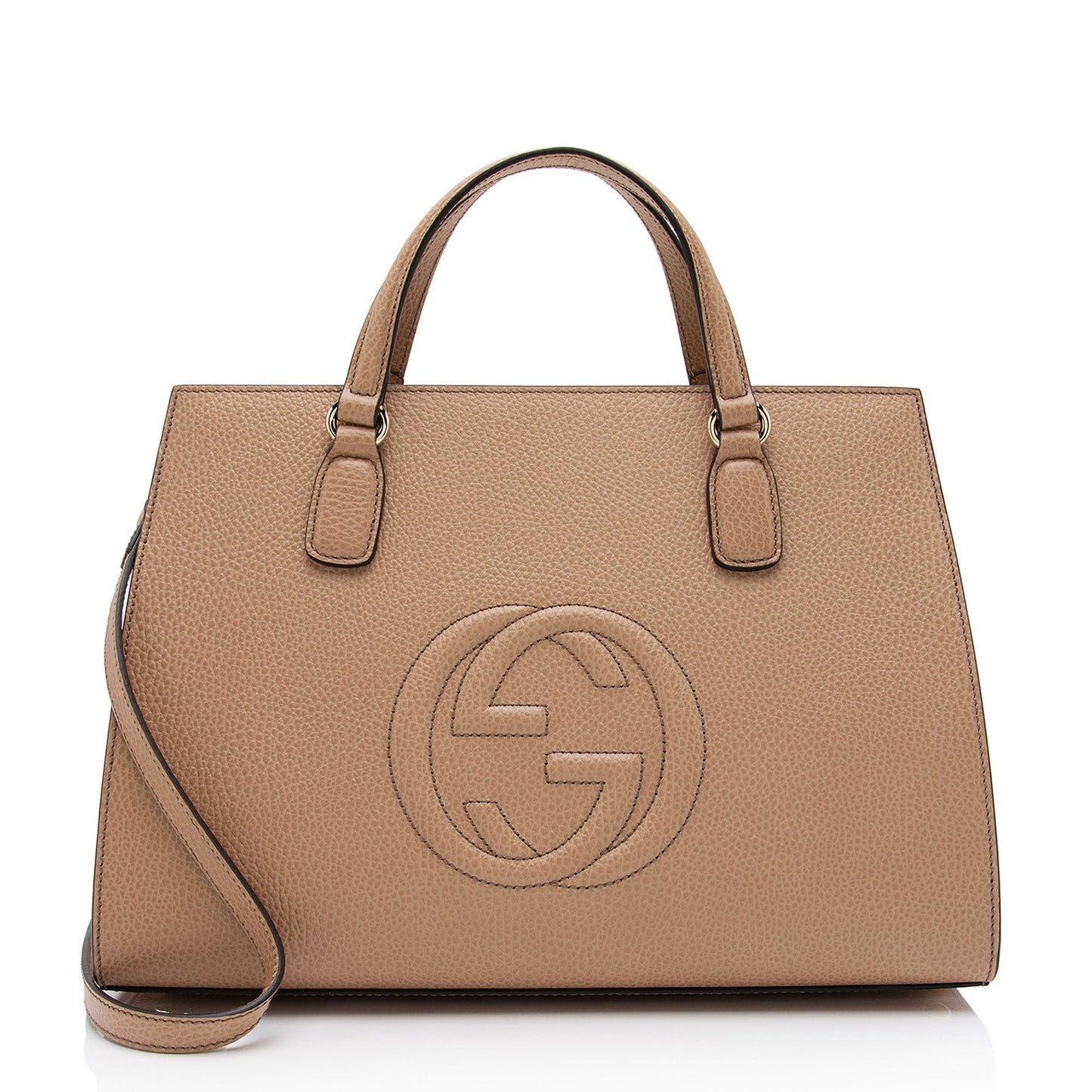 Gucci Soho SHF-auIjxm Leather Beige Medium Top Handle Satchel Bag