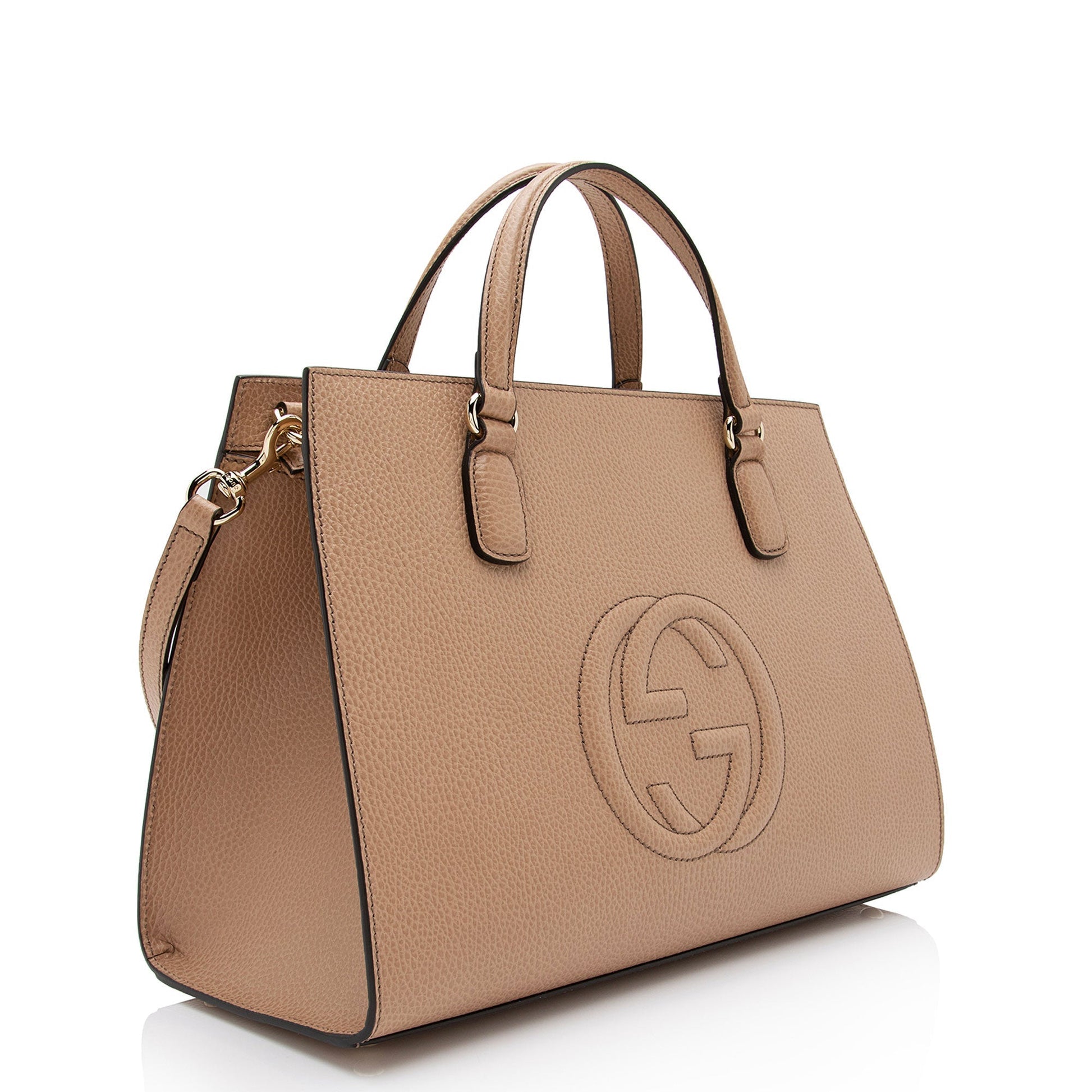 Gucci Soho SHF-auIjxm Leather Beige Medium Top Handle Satchel Bag