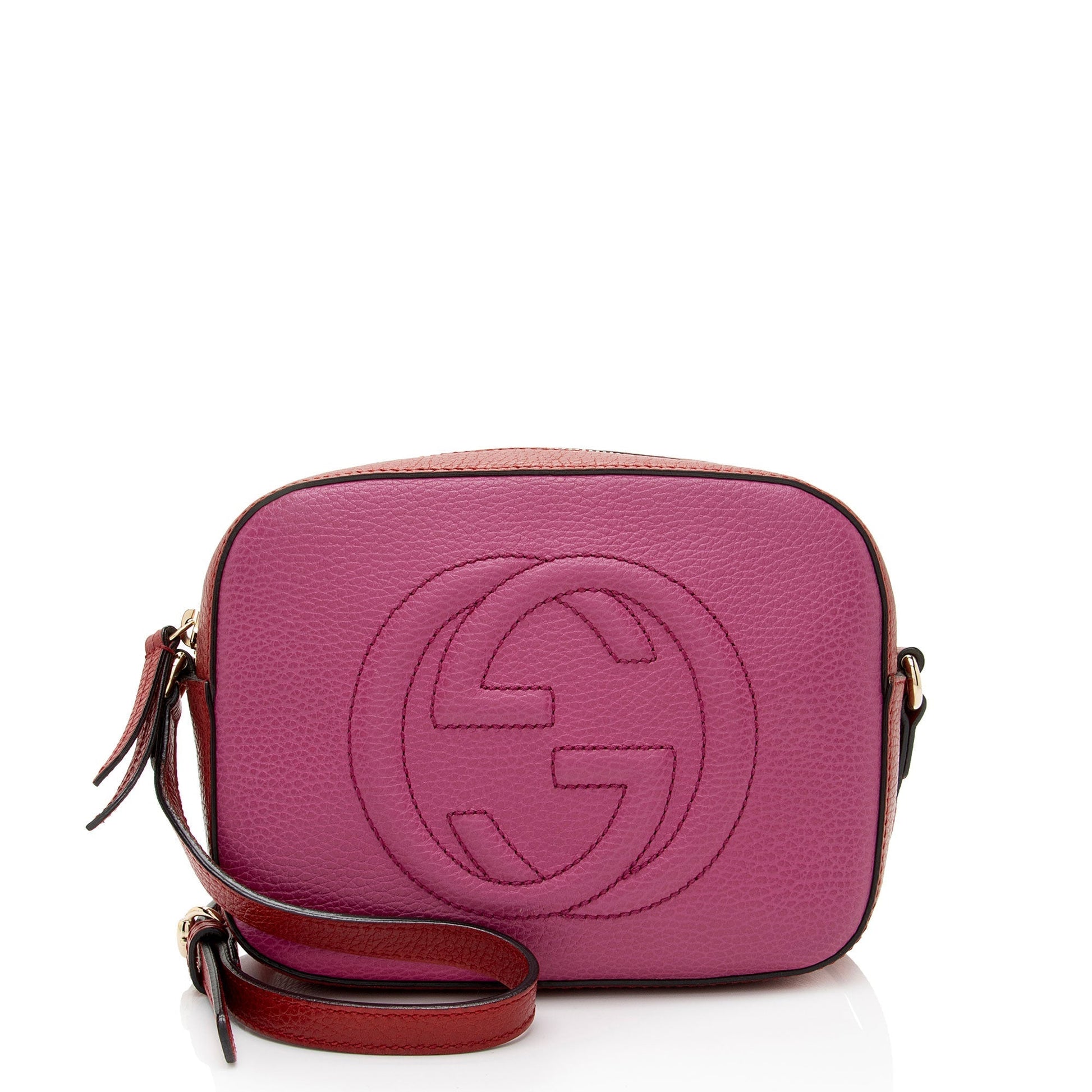 Gucci Soho SHF-PiDbFT Leather Red Pink Crossbody Bag