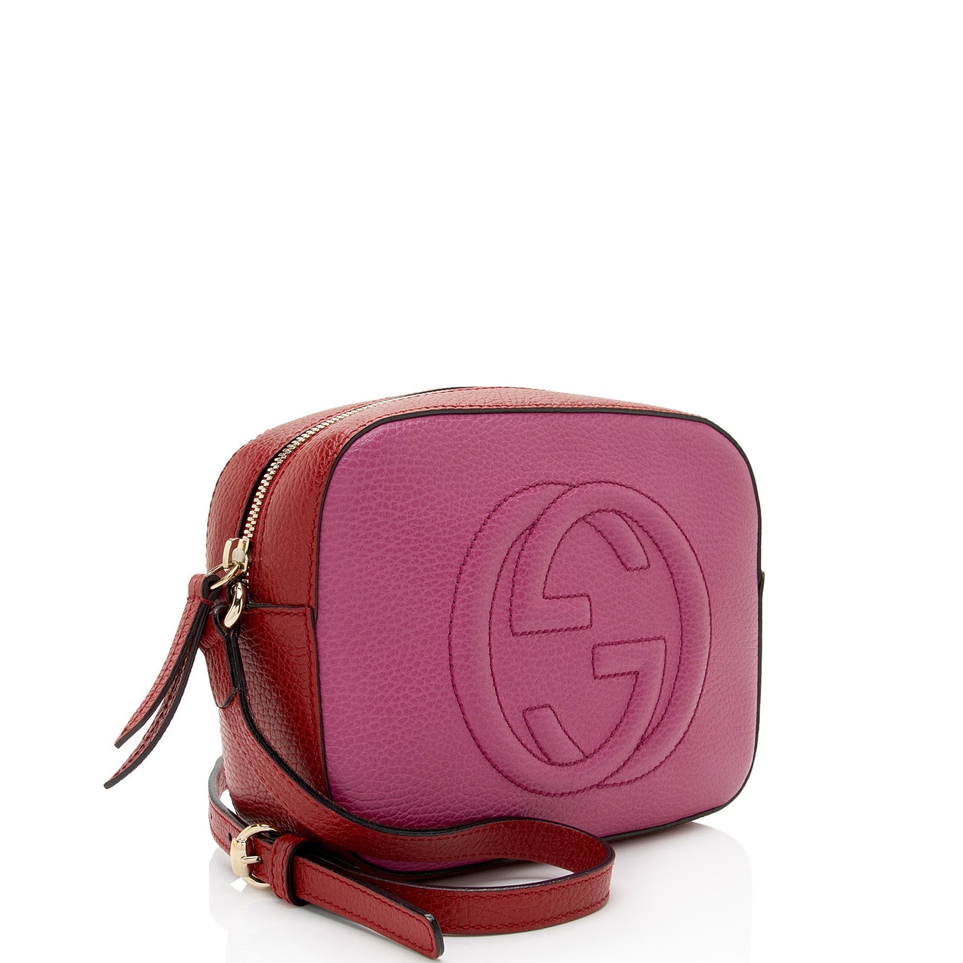 Gucci Soho SHF-PiDbFT Leather Red Pink Crossbody Bag