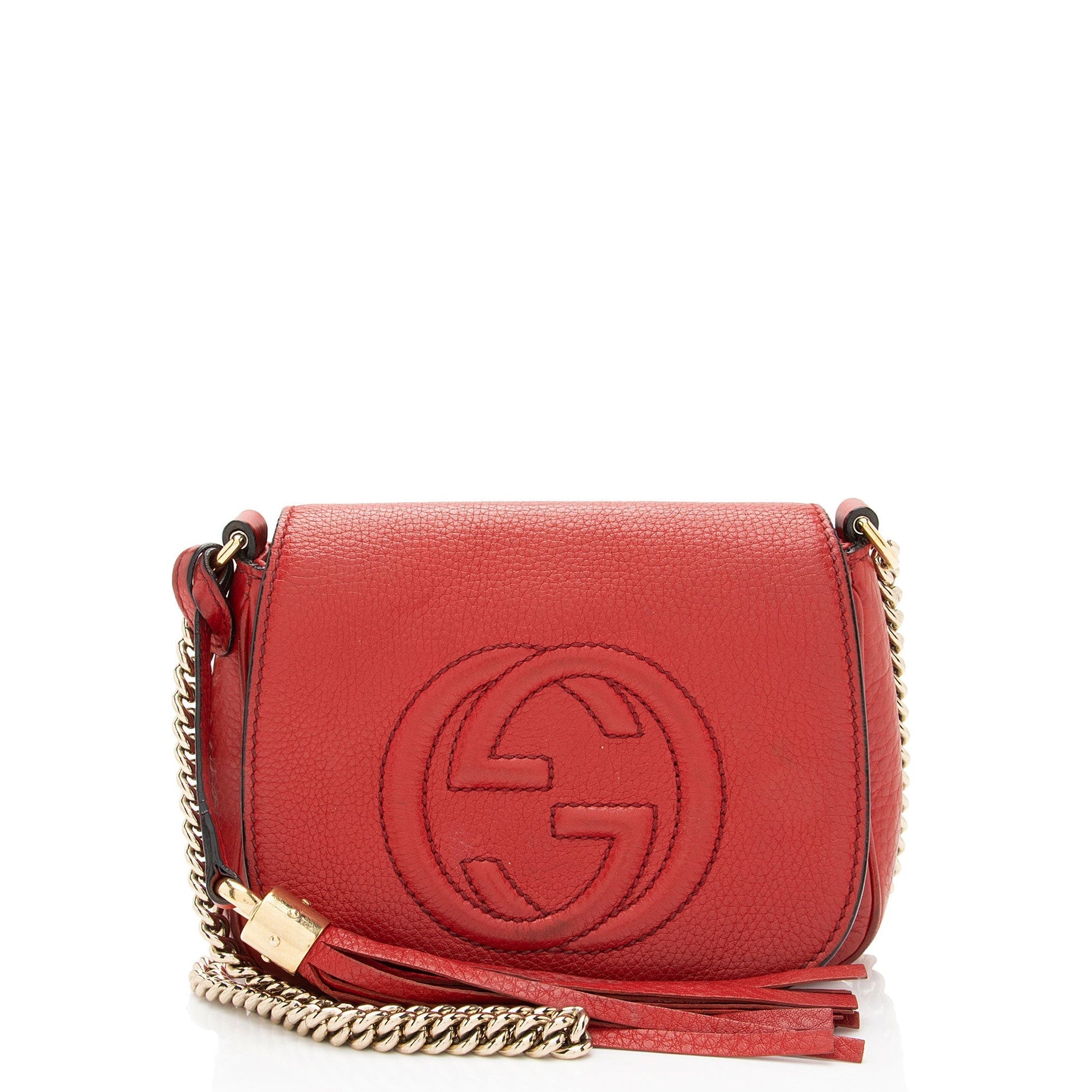 Gucci Soho SHF-AYxiLF Leather Red Small Chain Shoulder Bag