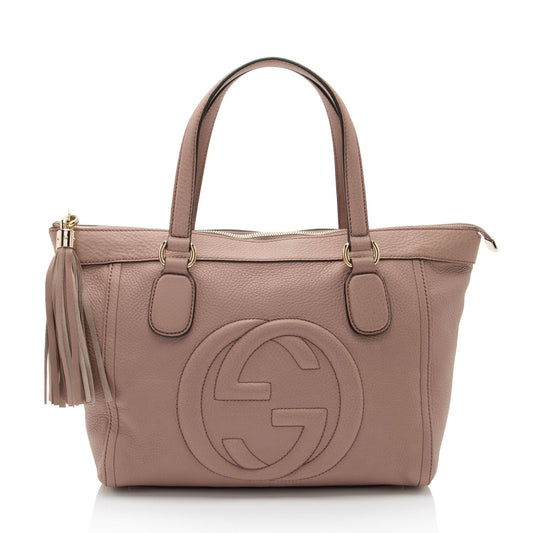 Gucci Soho SHF-SRDP3G Leather Pink Large Top Handle Tote Bag