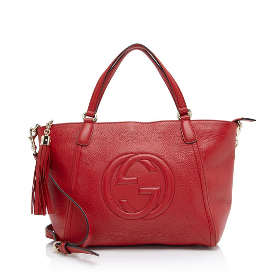 Gucci Soho SHF-CYGxPH Leather Red Top Handle Tote Bag