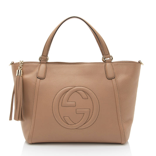 Gucci Soho SHF-eGmC43 Leather Beige Top Handle Tote Bag