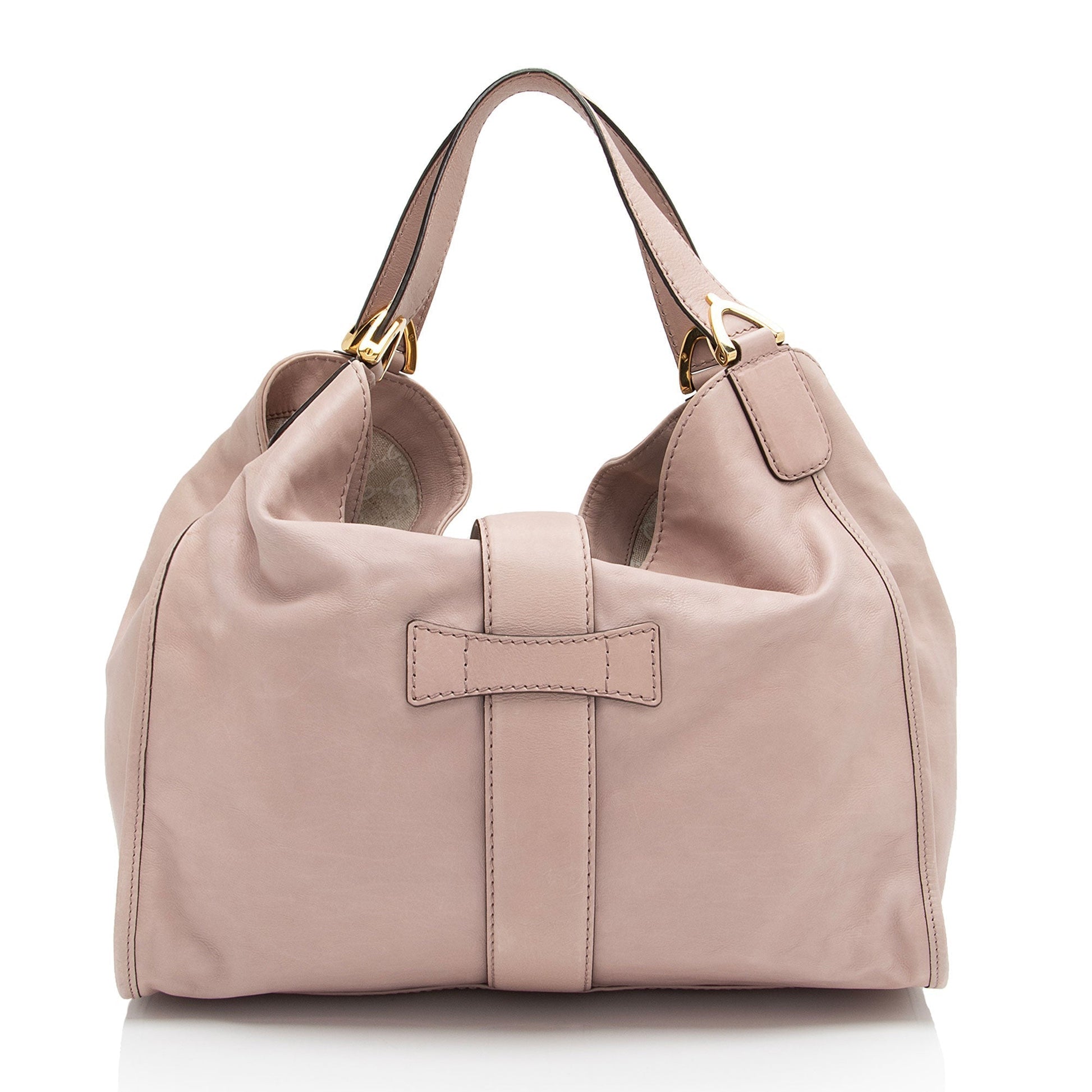 Gucci Stirrup Leather Pink Tote Bag