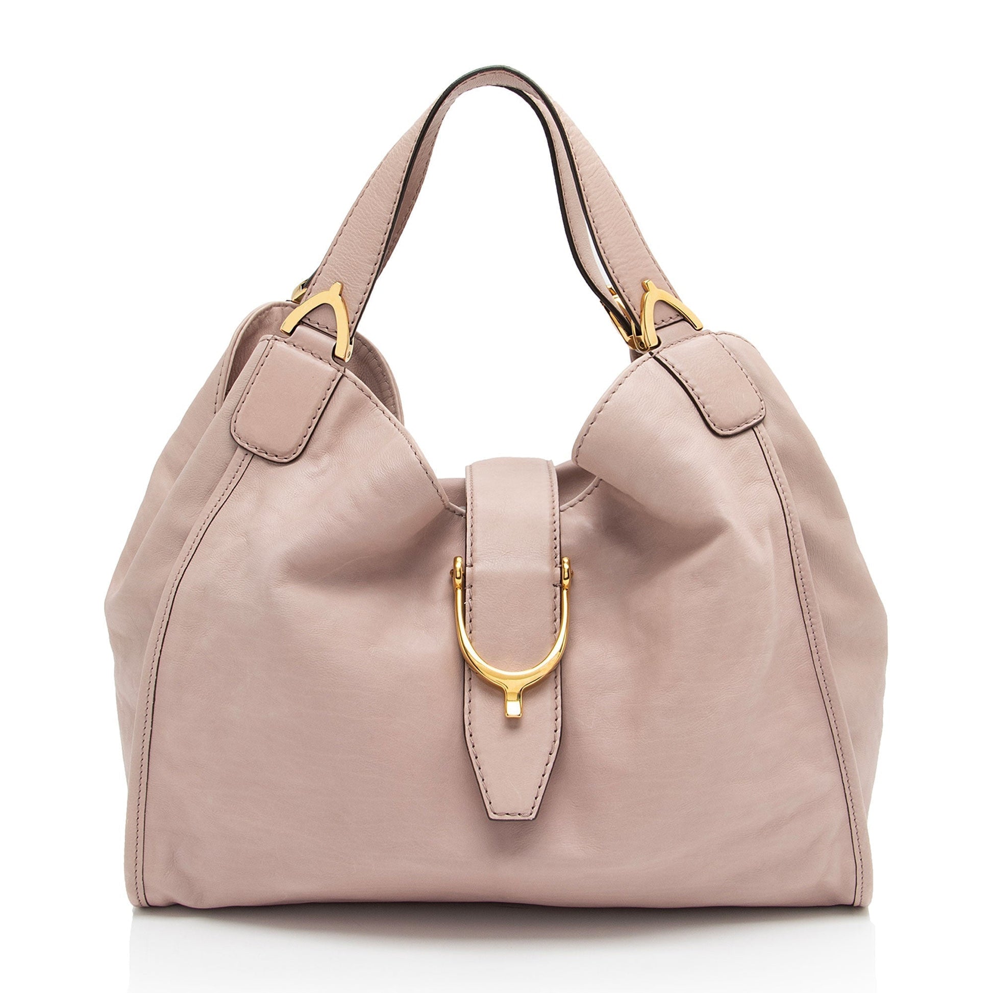 Gucci Stirrup Leather Pink Tote Bag