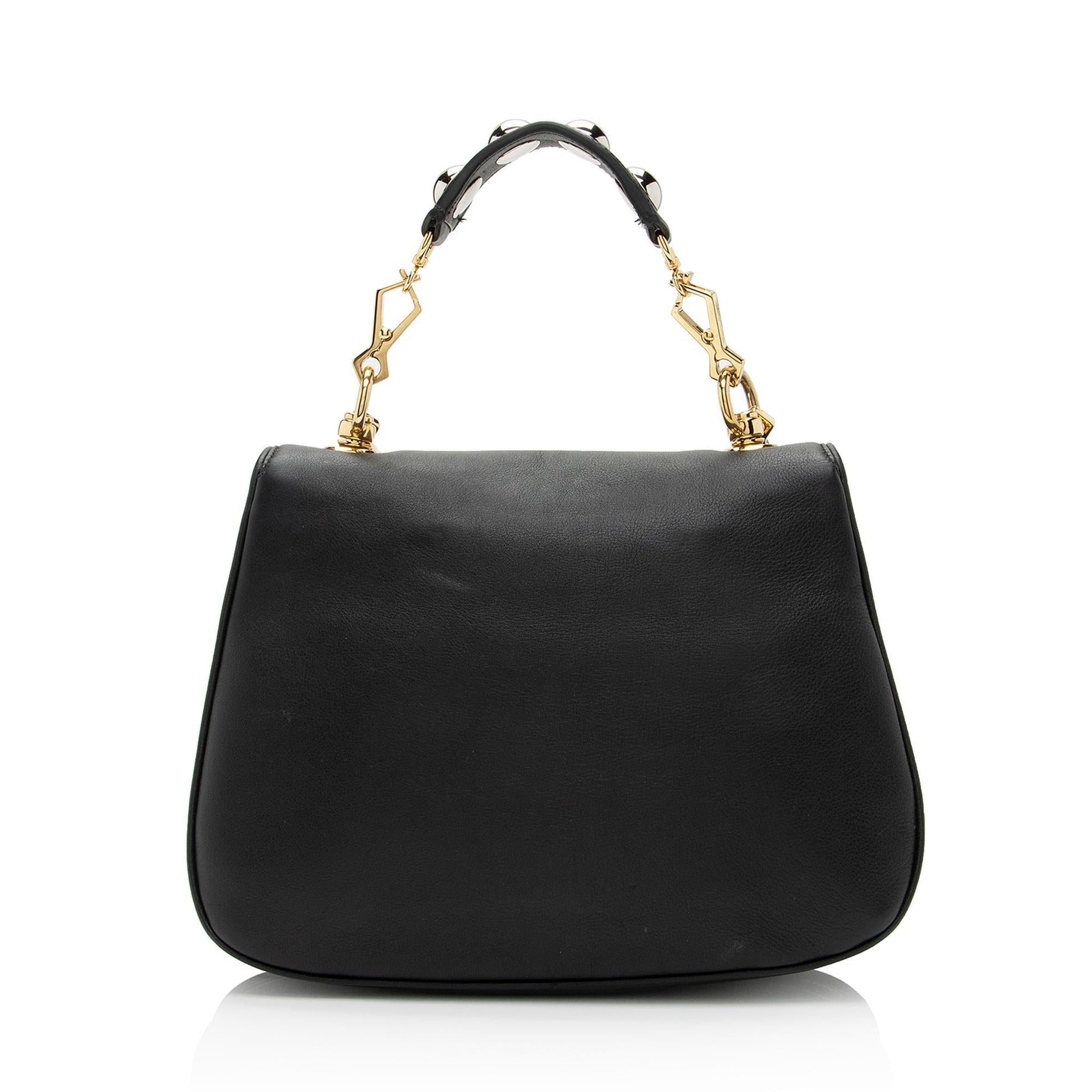 Gucci Studded Blondie Top Handle SHF-R9Ze9C Leather Nylon Black Medium Crossbody Bag