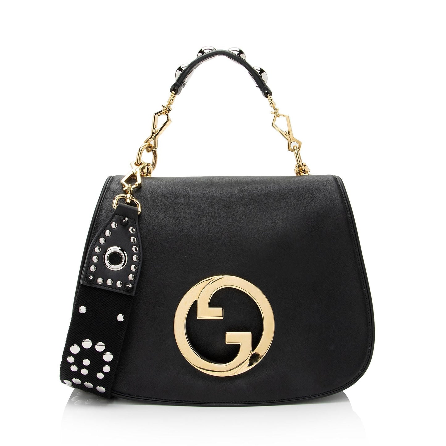 Gucci Studded Blondie Top Handle SHF-R9Ze9C Leather Nylon Black Medium Crossbody Bag