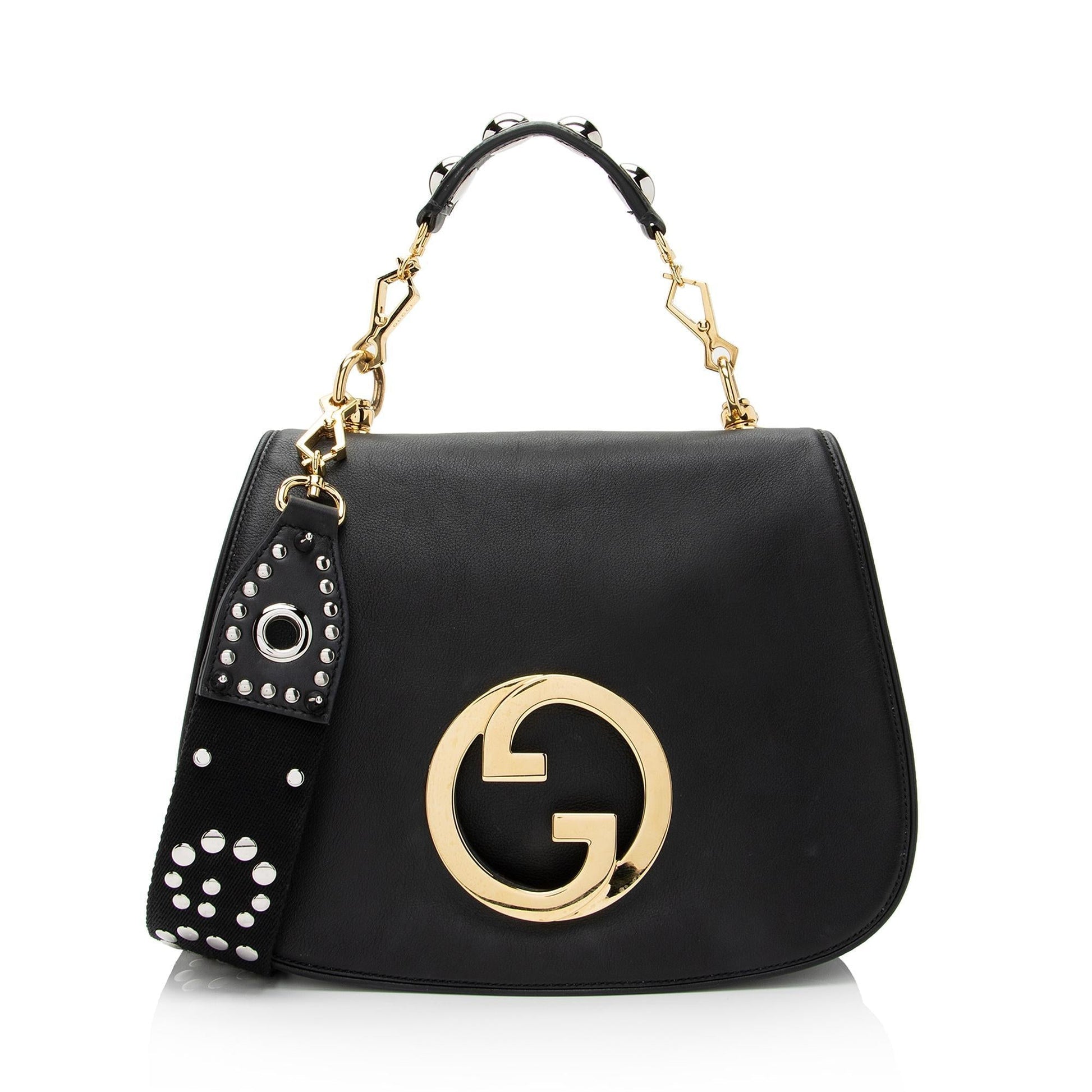 Gucci Studded Blondie Top Handle SHF-R9Ze9C Leather Nylon Black Medium Crossbody Bag