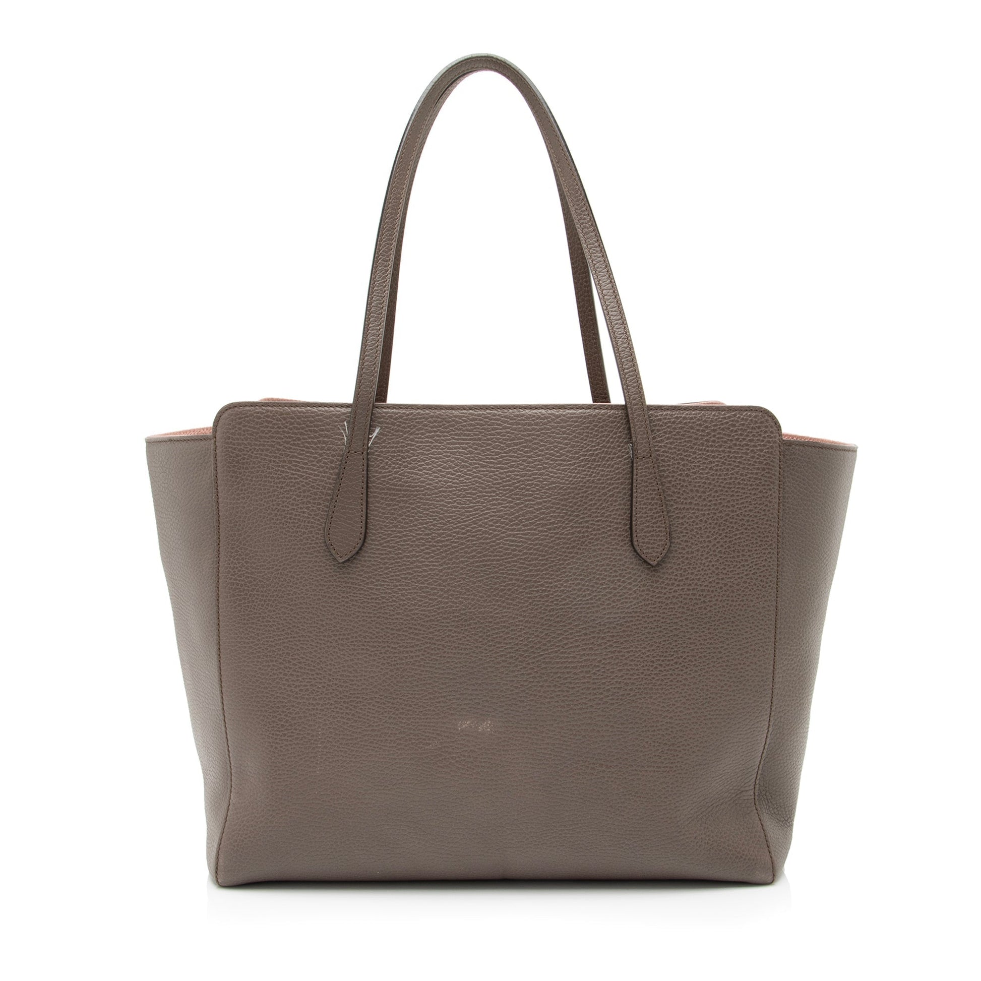 Gucci Swing SHF Leather Pink Grey Medium Tote Bag