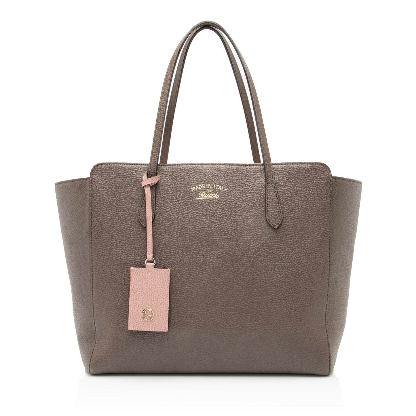 Gucci Swing SHF Leather Pink Grey Medium Tote Bag