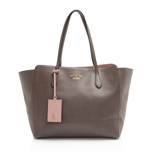 Gucci Swing Leather Pink Medium Tote Bag Shf P5Sw3W