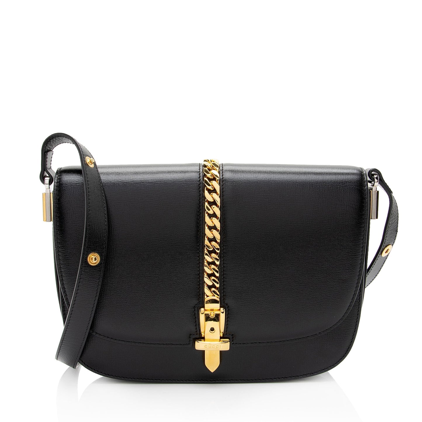 Gucci Sylvie SHF-Dygrqc Leather Black Small Shoulder Bag