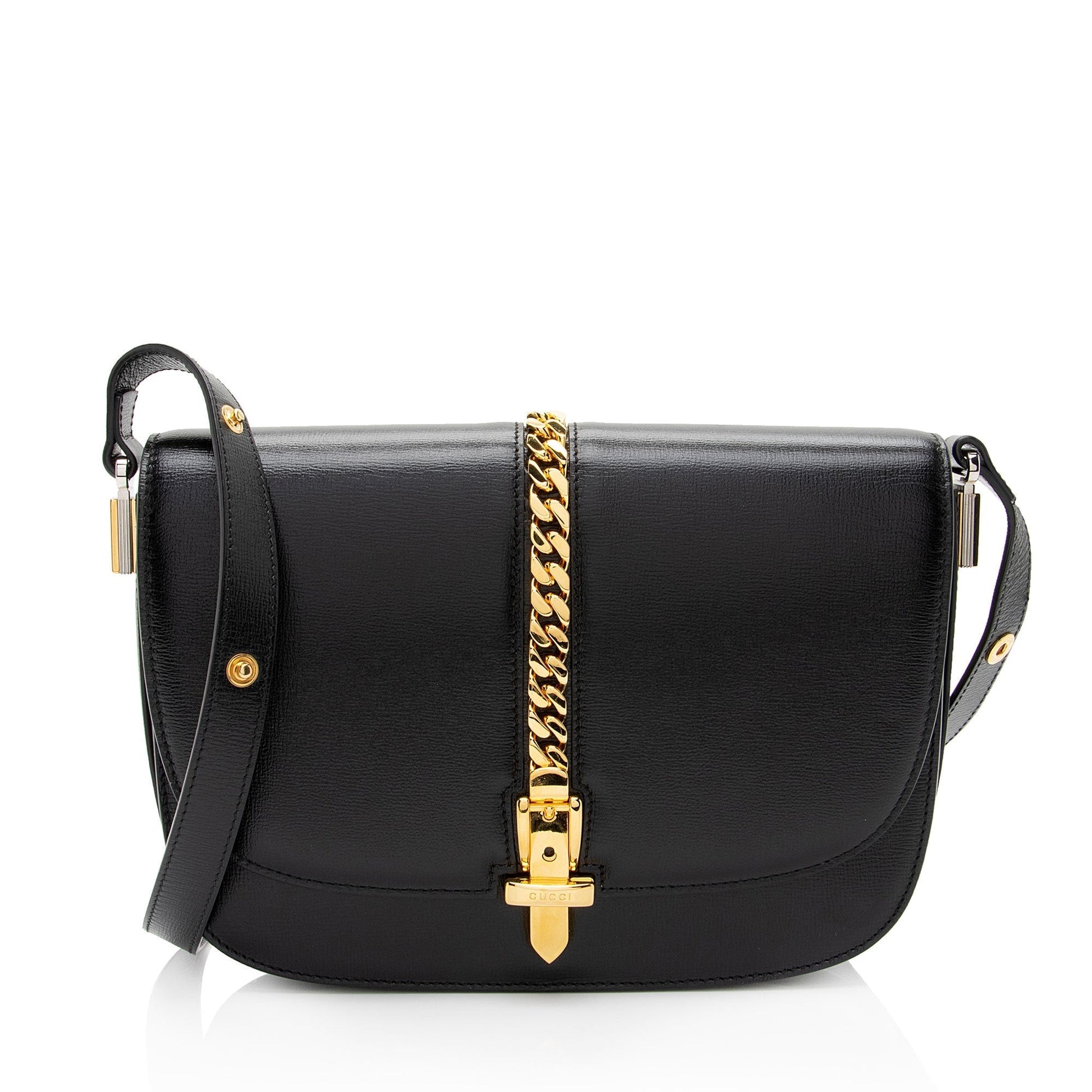 Gucci Sylvie SHF-Dygrqc Leather Black Small Shoulder Bag