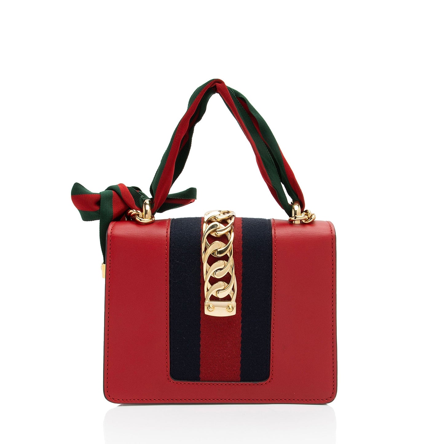 Gucci Sylvie Chain Leather Nylon Red Mini Shoulder Bag