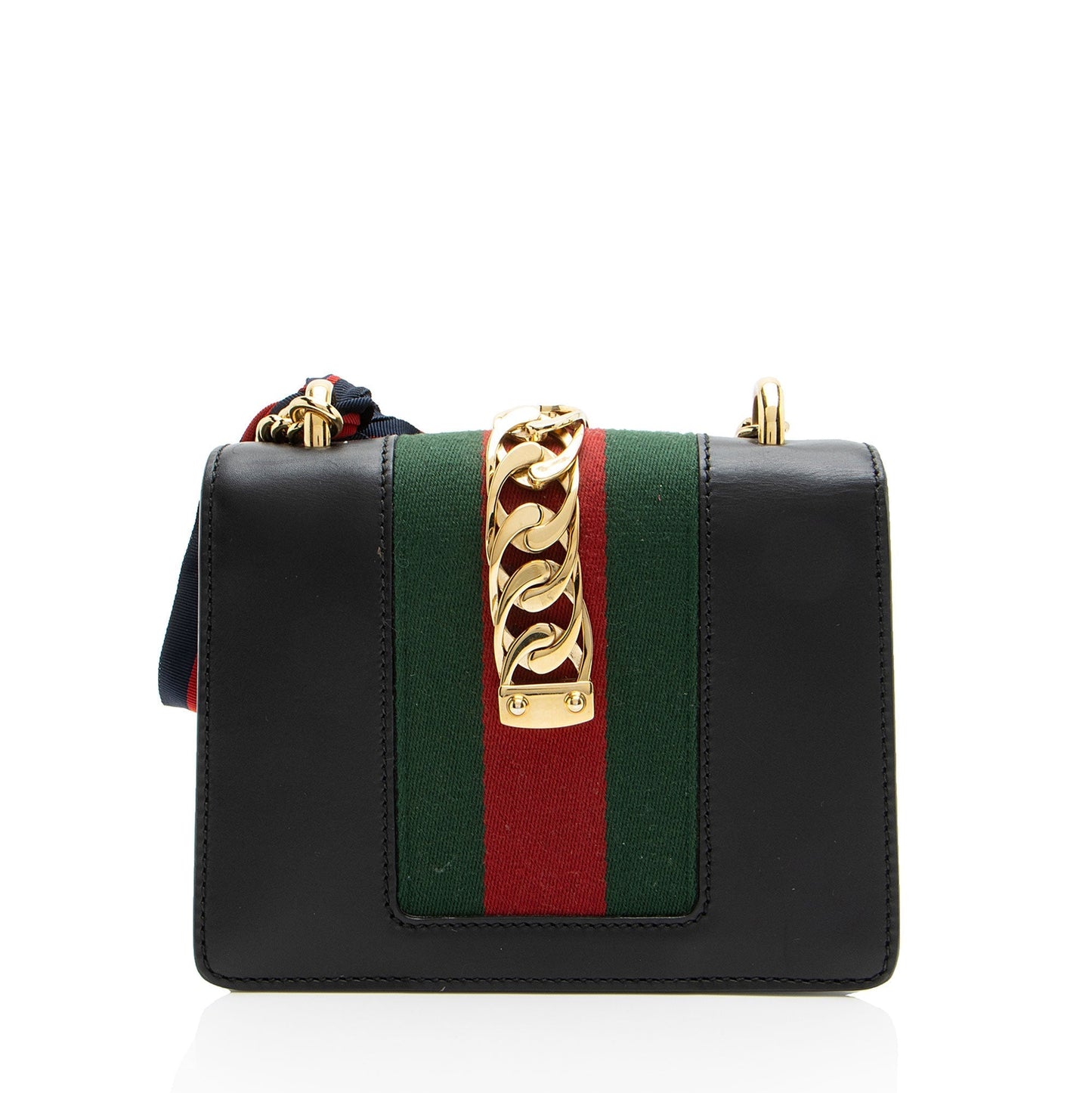 Gucci Sylvie Chain SHF-c7rwM9 Leather Nylon Black Mini Shoulder Bag