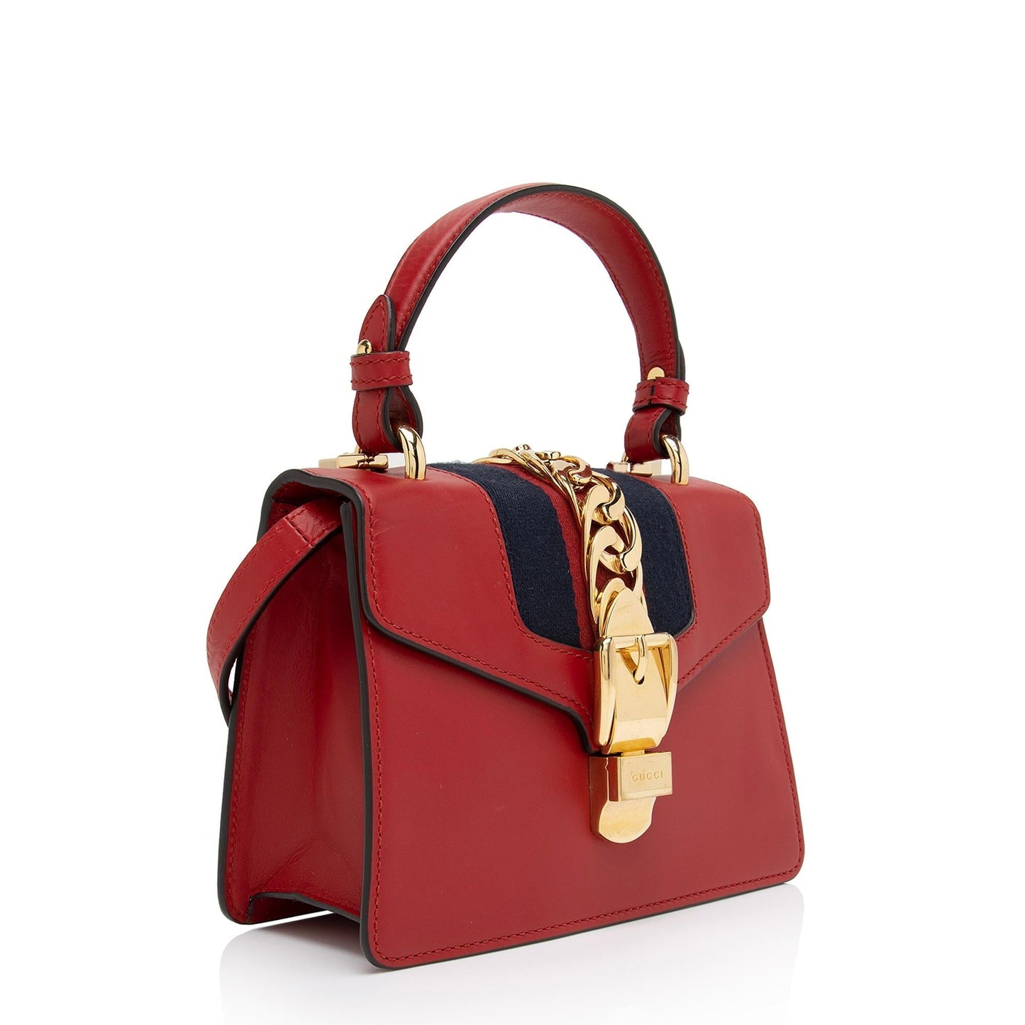 Gucci Sylvie SHF-SJmAoq Leather Nylon Red Mini Satchel Bag