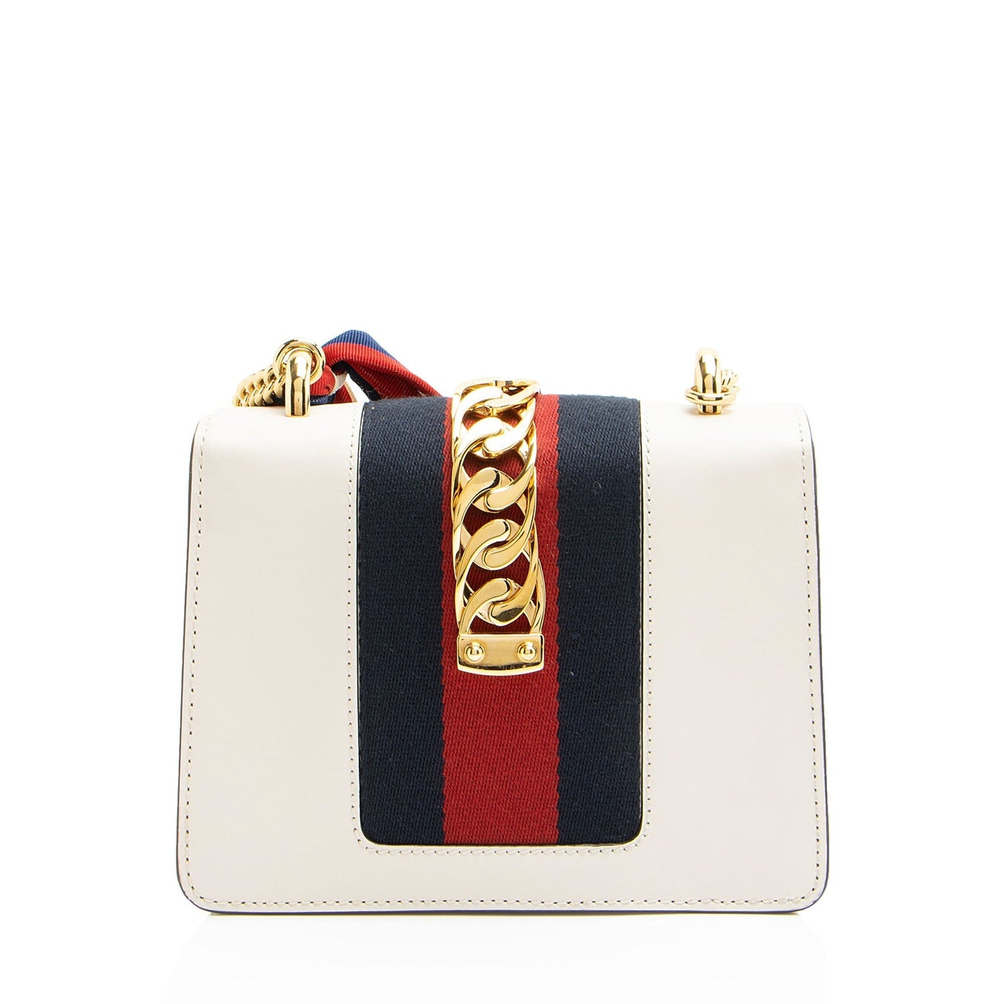 Gucci Sylvie Chain Leather Nylon White Mini Shoulder Bag