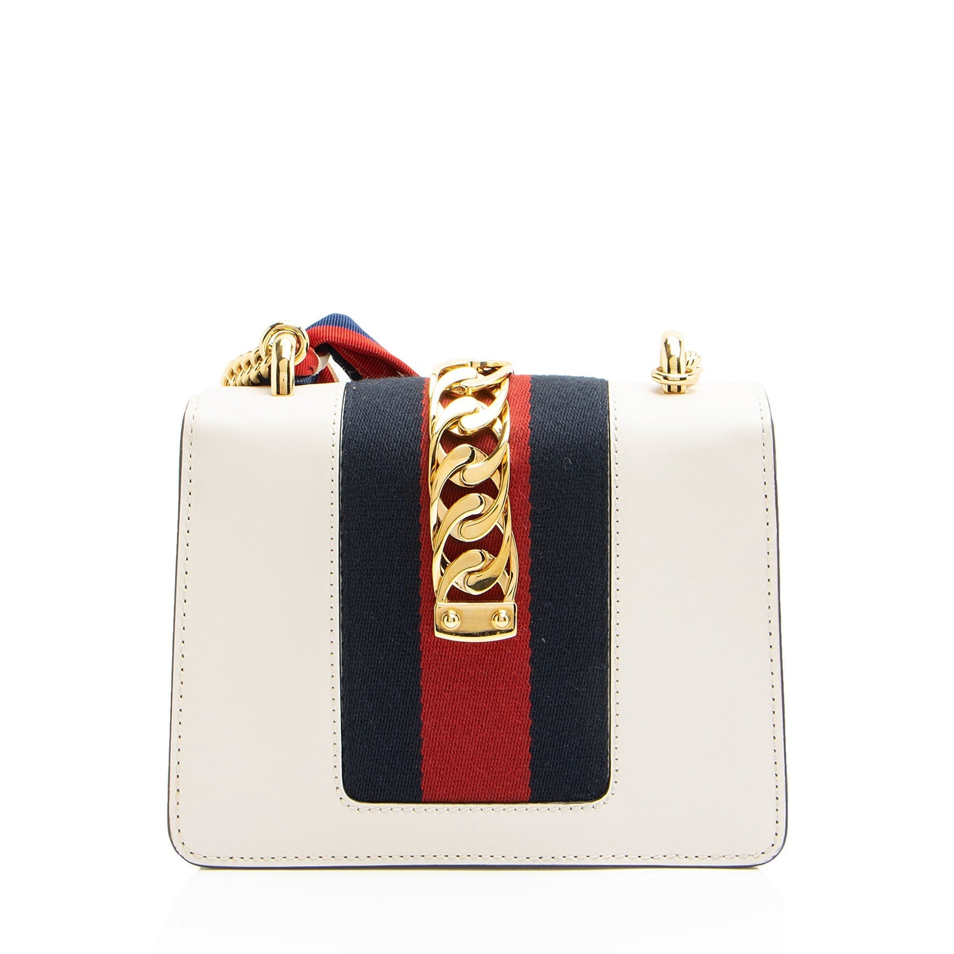 Gucci Sylvie Chain Leather Nylon White Mini Shoulder Bag
