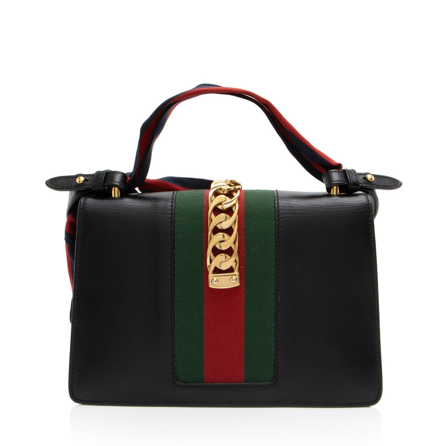 Gucci Sylvie Leather Nylon Black Small Shoulder Bag