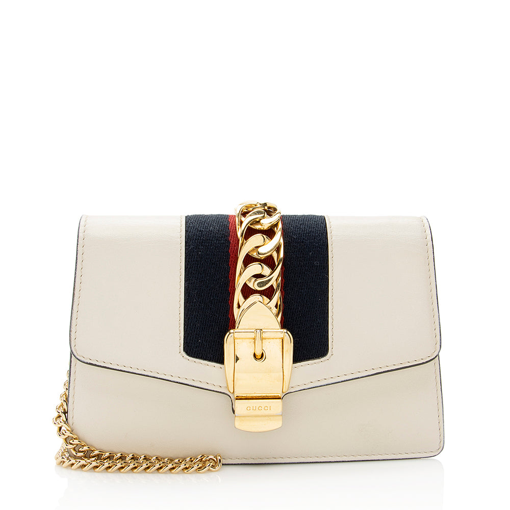 Gucci Sylvie Super SHF Leather Nylon White Mini Crossbody Bag