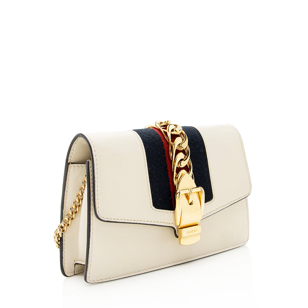 Gucci Sylvie Super SHF Leather Nylon White Mini Crossbody Bag