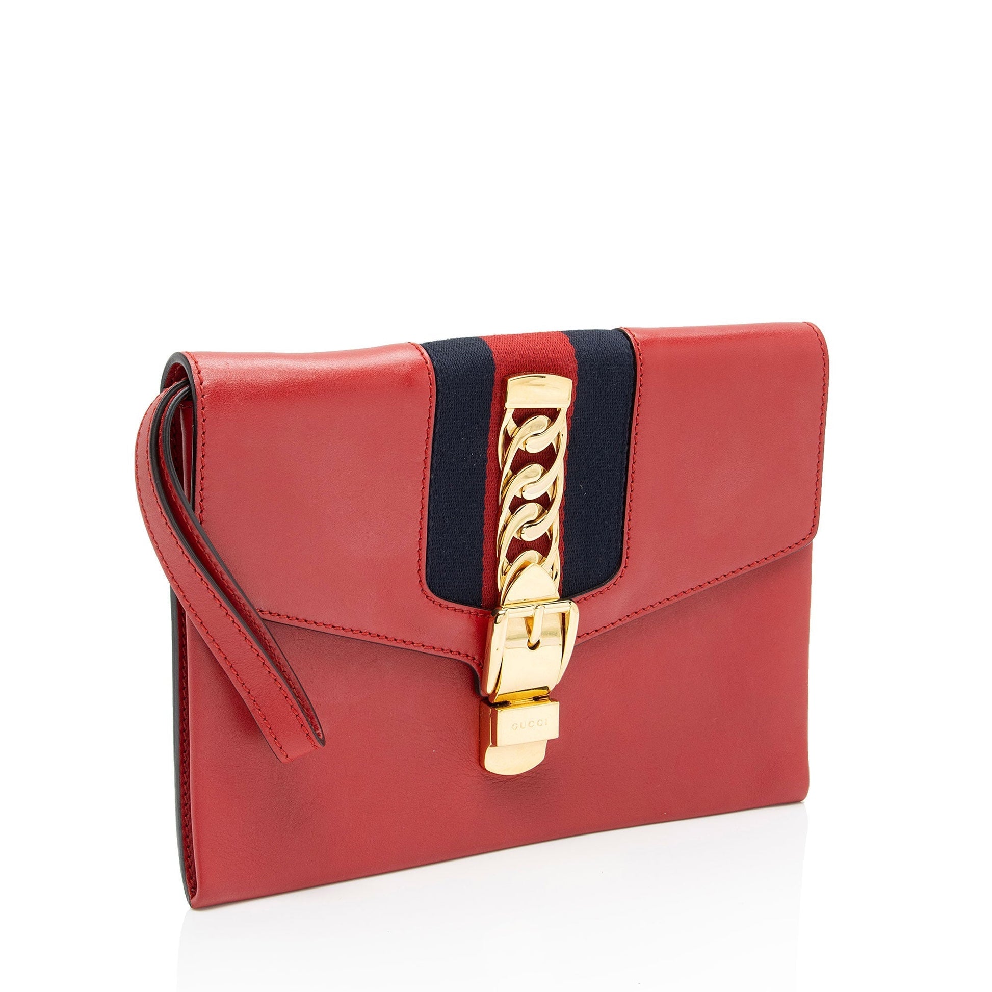 Gucci Sylvie Wristlet SHF-RDJFQ6 Leather Nylon Red Clutch Bag