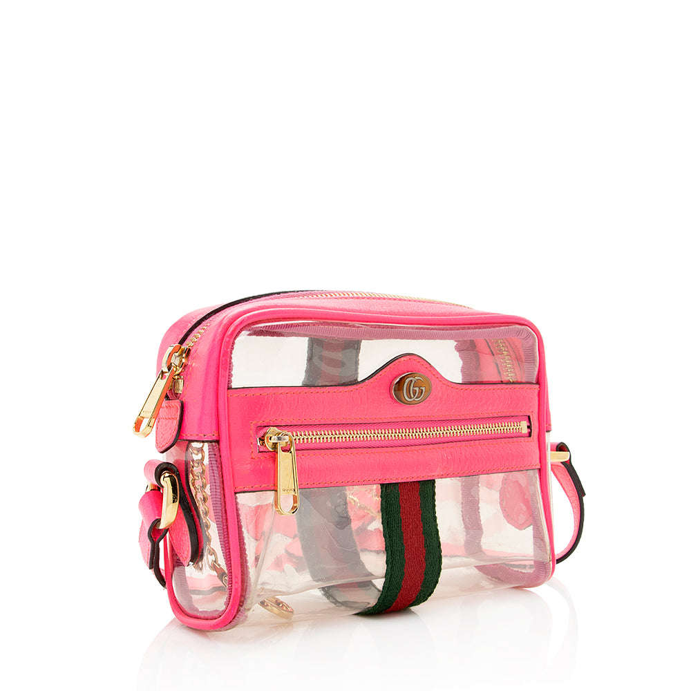 Gucci Transparent Ophidia SHF Leather Nylon Pink Mini Crossbody Bag