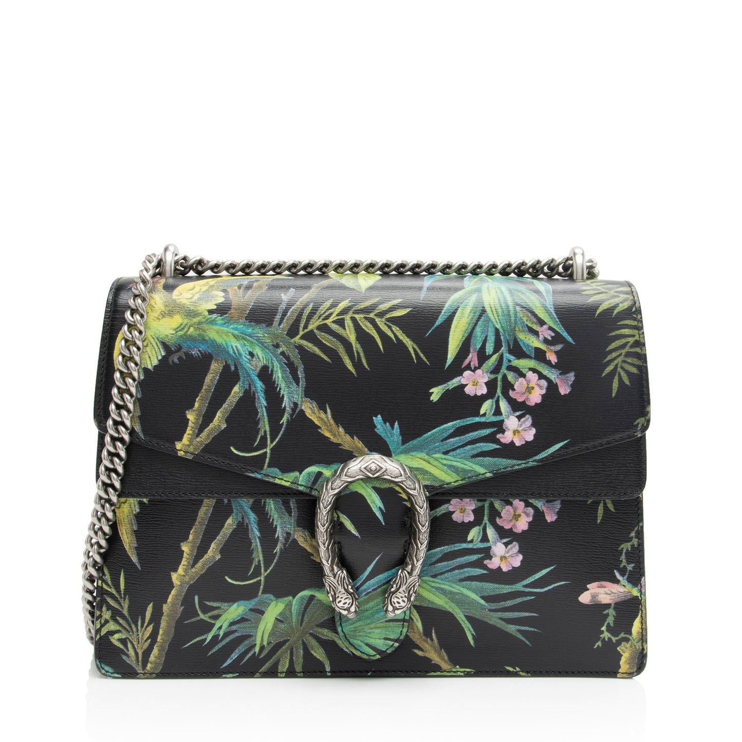 Gucci Tropical Dionysus SHF-oZtKKz Leather Black Green Medium Shoulder Bag