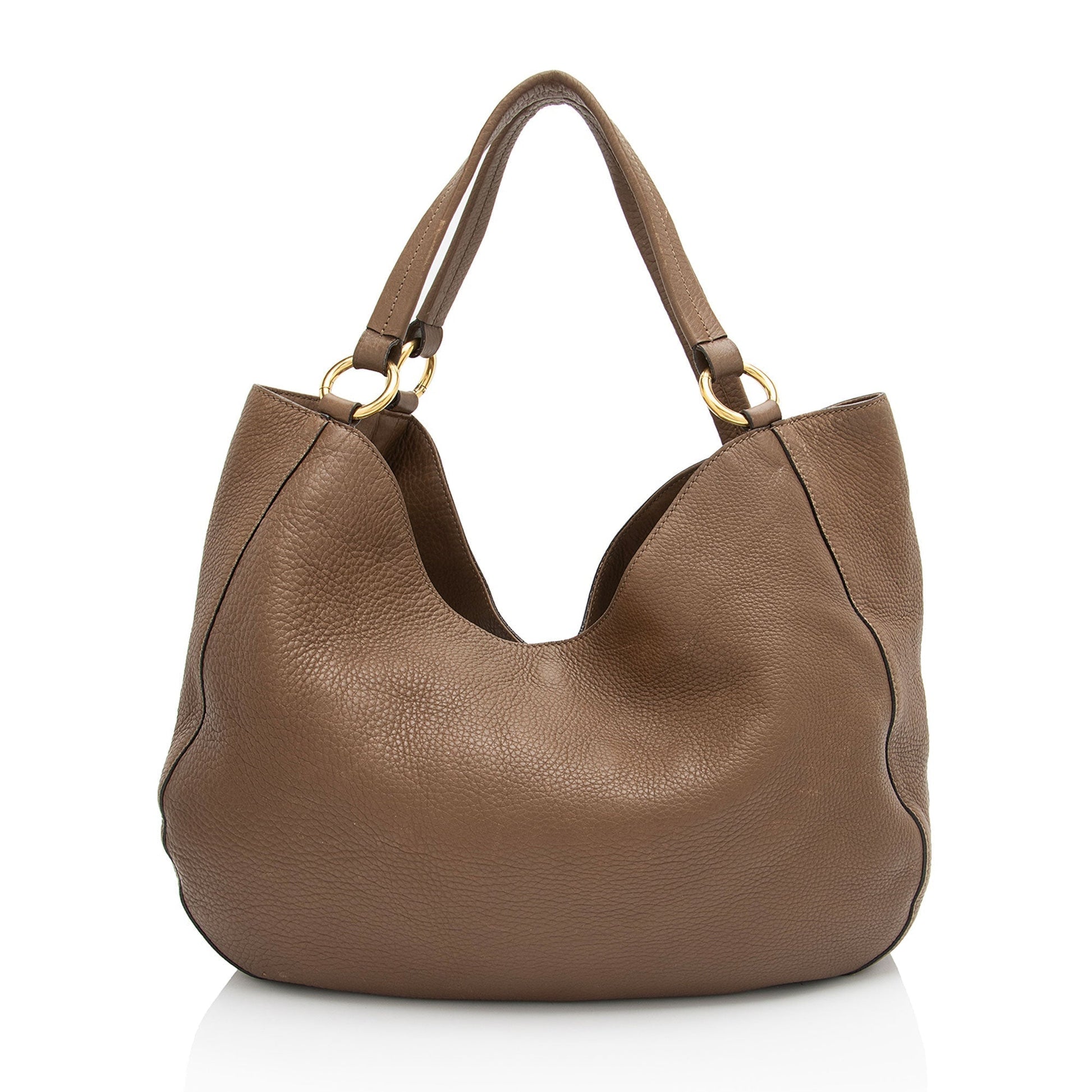 Gucci Twill Leather Brown Medium Tote Bag