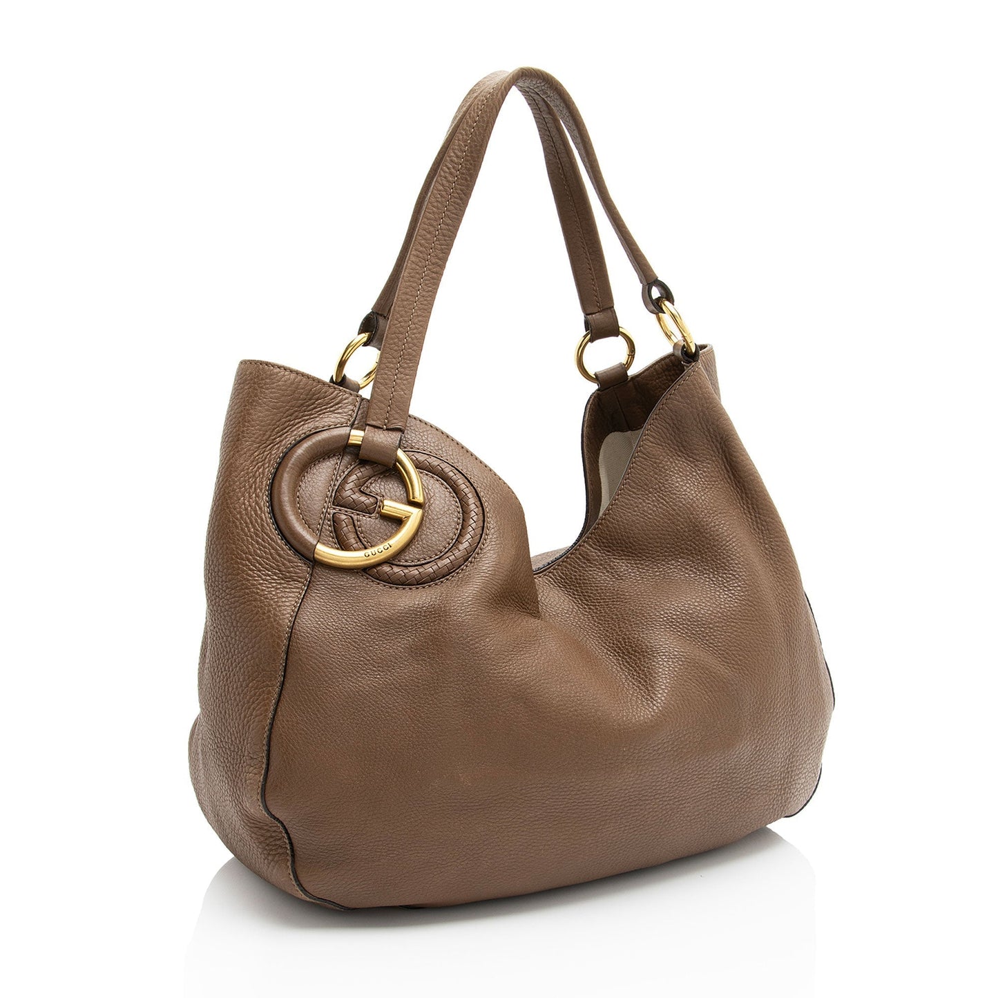 Gucci Twill Leather Brown Medium Tote Bag