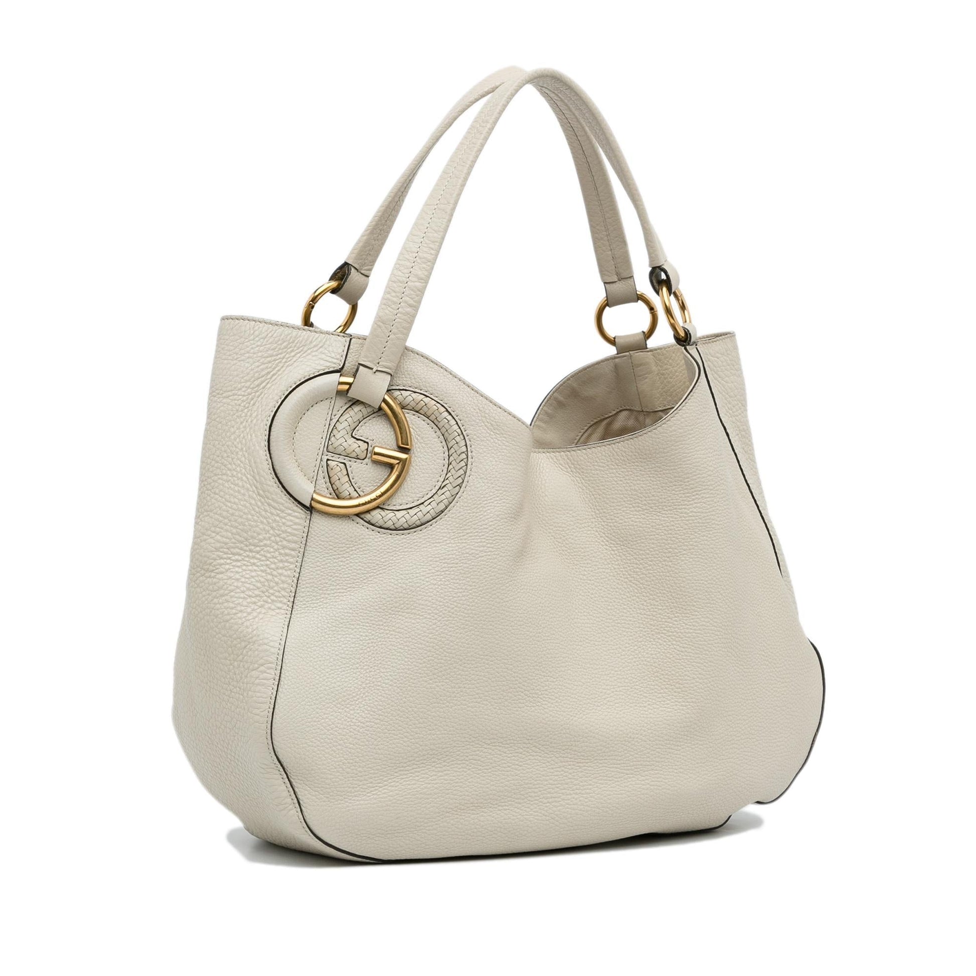 Gucci Twill SHG-6N7GyM Leather Calf White Tote Bag