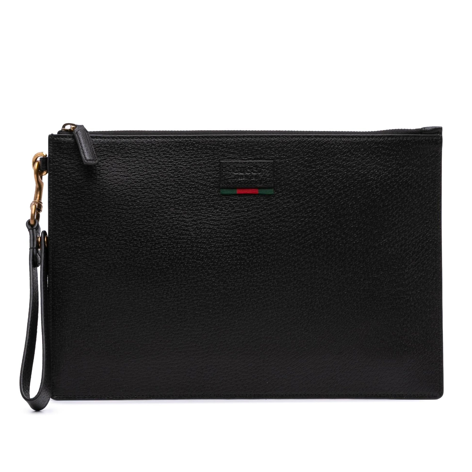 Gucci Web Agora Leather Clutch Bag