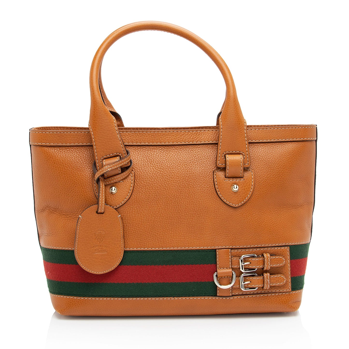 Gucci Web Heritage SHF-XXWAnW Leather Nylon Brown Medium Tote Bag