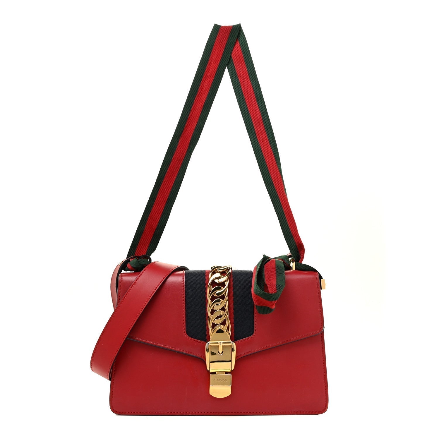 Gucci WEB SYLVIE Leather Calfskin Medium Shoulder Bag