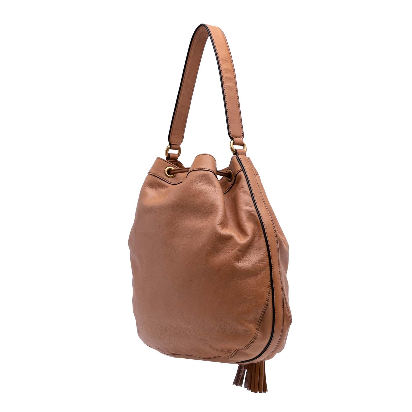 Gucci Web Rania Drawstring Leather Calf Brown Jewelry