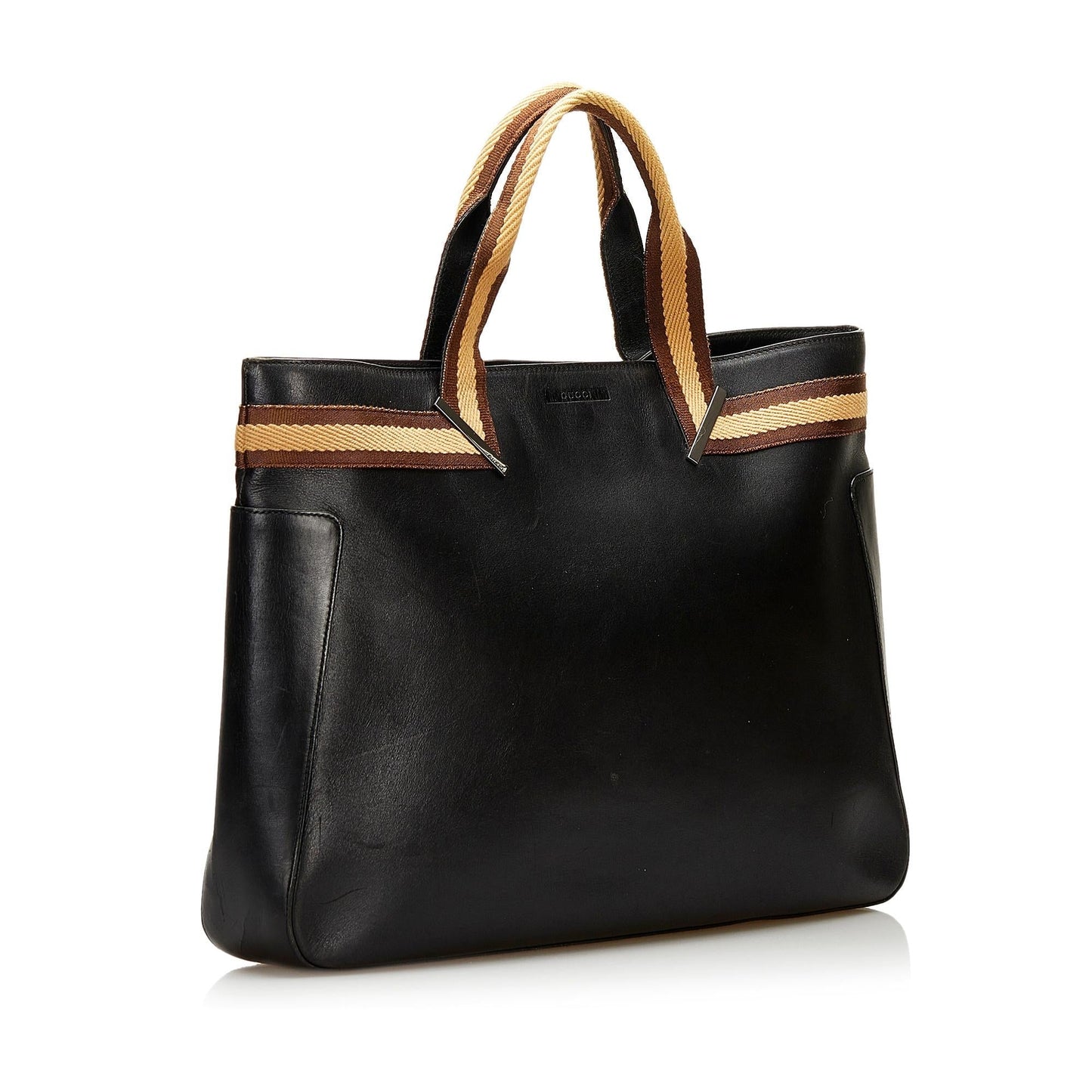 Gucci Web SHG Leather Calf Black Tote Bag