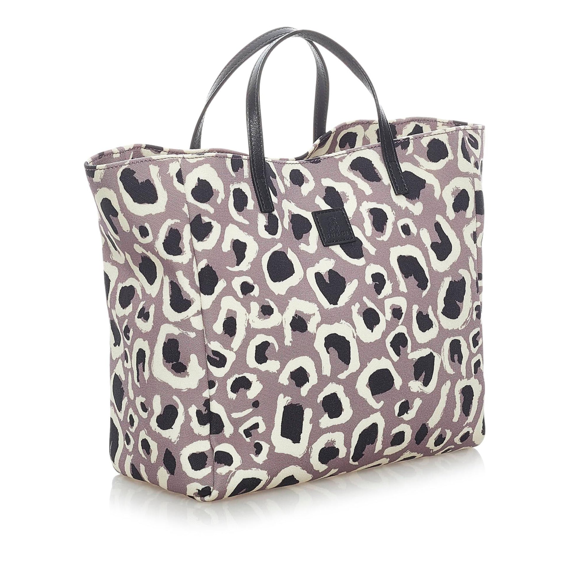 Gucci Leopard Printed SHG Nylon Tote Bag